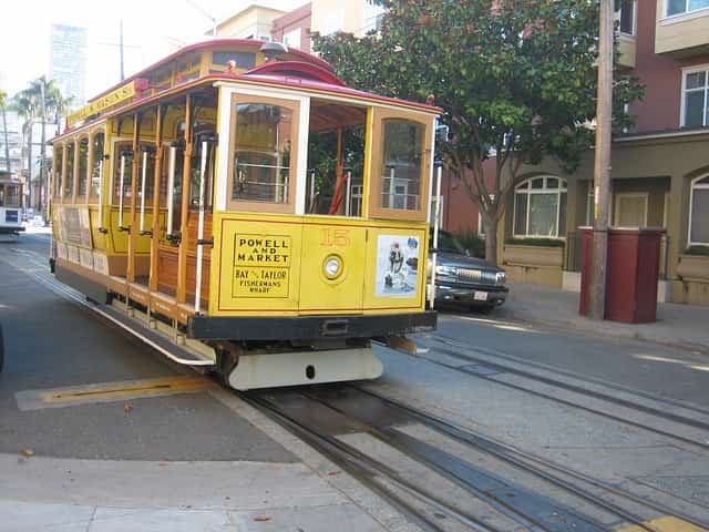 Renting a Car From San Francisco Airport - A tram in Downtown San Francisco