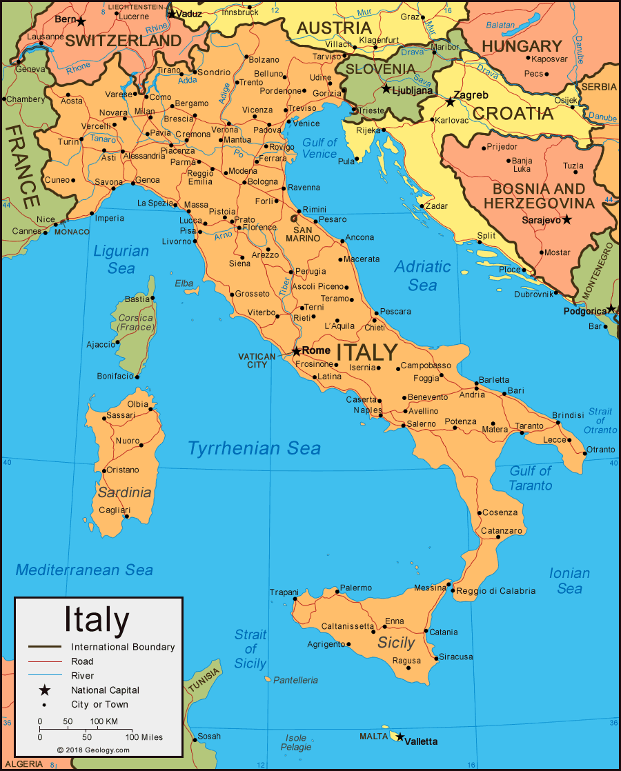 Cheap Car Rental Italy :Italy Map