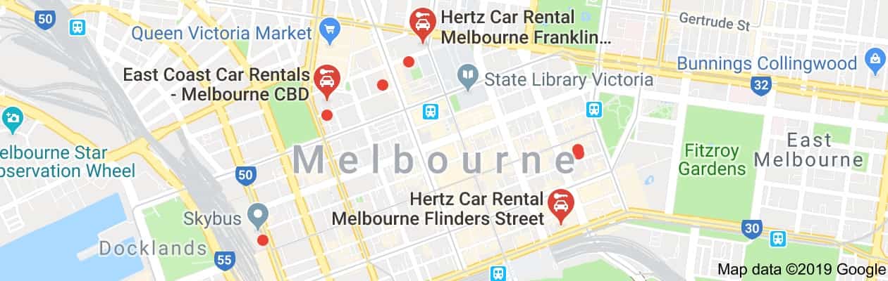 Melbourne City CBD Rental Cars Pickup Map